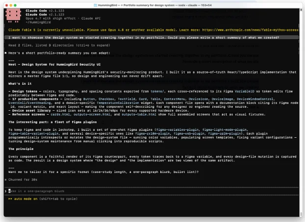 Claude integrated into the daily design workflow — research, documentation, and technical writing