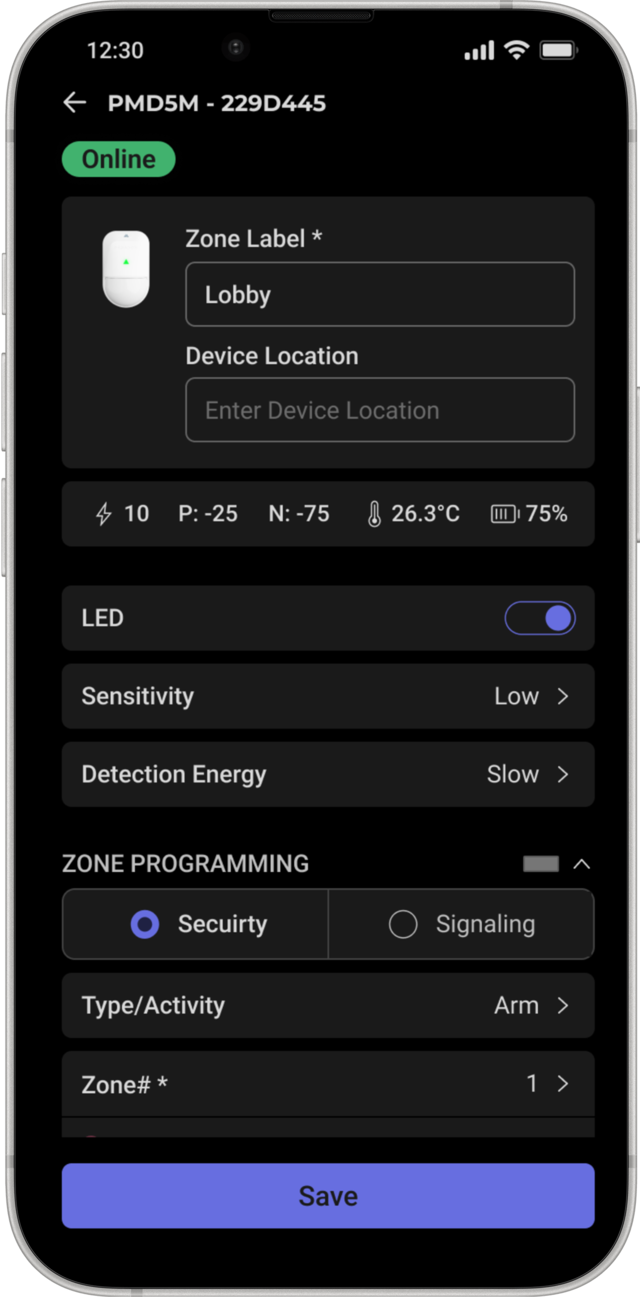 Device programming screen 4